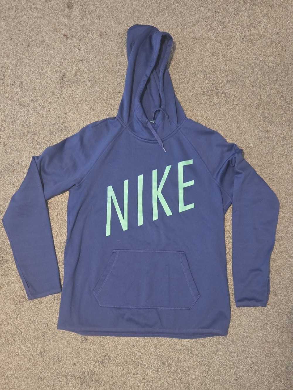 Nike Navy Pullover Hoodie with Lime Accent